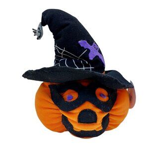 Jack O Lantern Pumpkin wearing mask & hat Stuffed 6" 1988